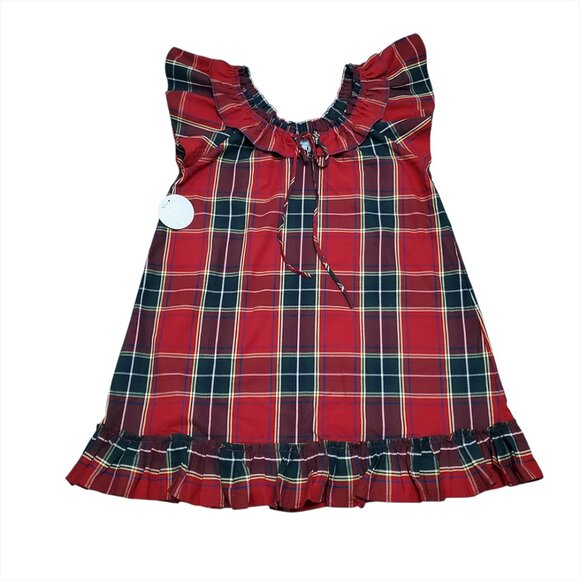 Hill House Womens Cordelia Mini Nap Dress XS Red Tartan Plaid Cotton Ruffles - Picture 3 of 11